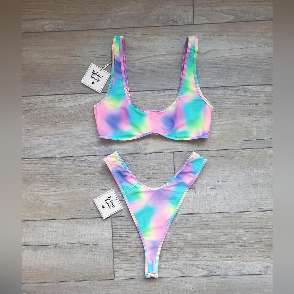 Kulani Kinis Pastel Rainbow Tie-Dye Bikini Set